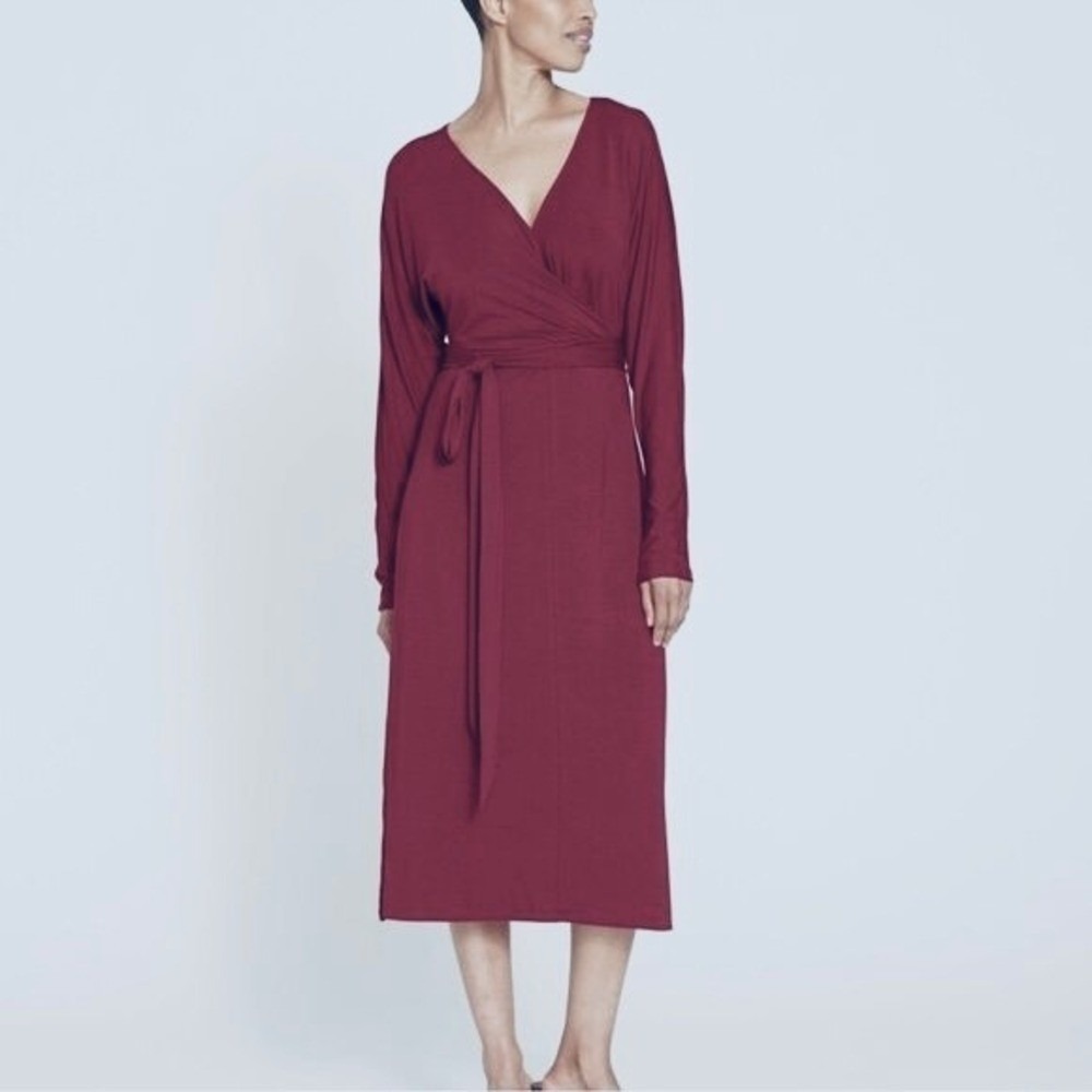 Universal Standard Wrap Front Dress Womens 2XL Cabernet Midi Long Modal stretchy
